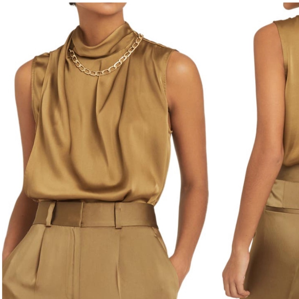 Reiss- Freya Sleeveless Top Size 4 US / 8 UK Bronze/Gold